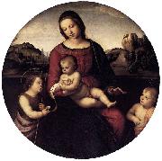 RAFFAELLO Sanzio Maria mit Christuskind und zwei Heiligen, Tondo painting
